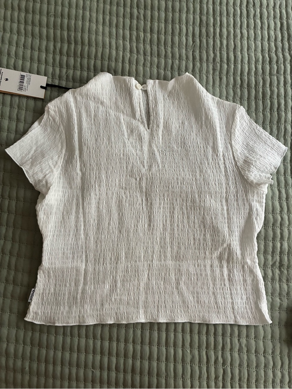 Afends Wren White Seersucker Hemp Short Sleeve Top - Picture 3 of 6